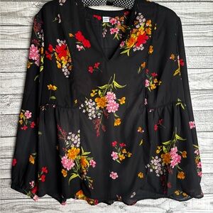 Old Navy Black Floral Blouse
